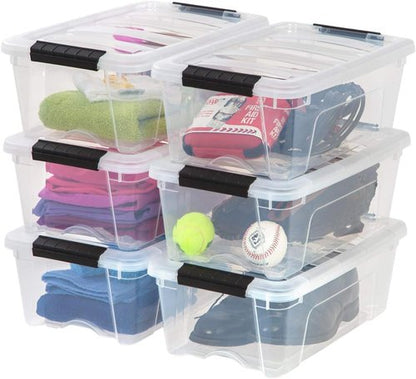 IRIS USA 13 QT Plastic Storage Box - BPA-Free, Durable Nestable Containers with Lids - Clear, 6 Pack