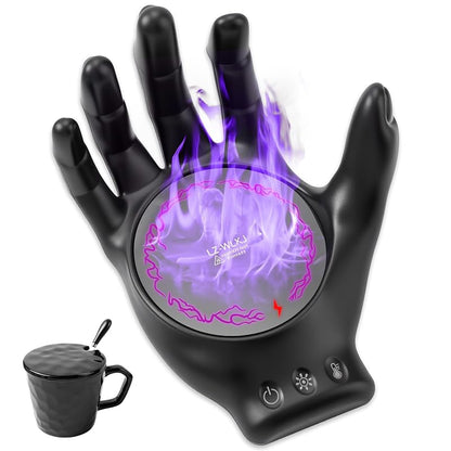 Devil's Hand Coffee Warmer with Mug Set - 3 Temp Settings, 8H Auto Shut Off, Black Variation: Black with a Mug