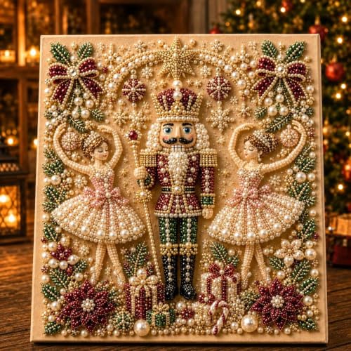Christmas Nutcracker Pearl Art Kit for Adults - Festive 3D Mosaic Craft