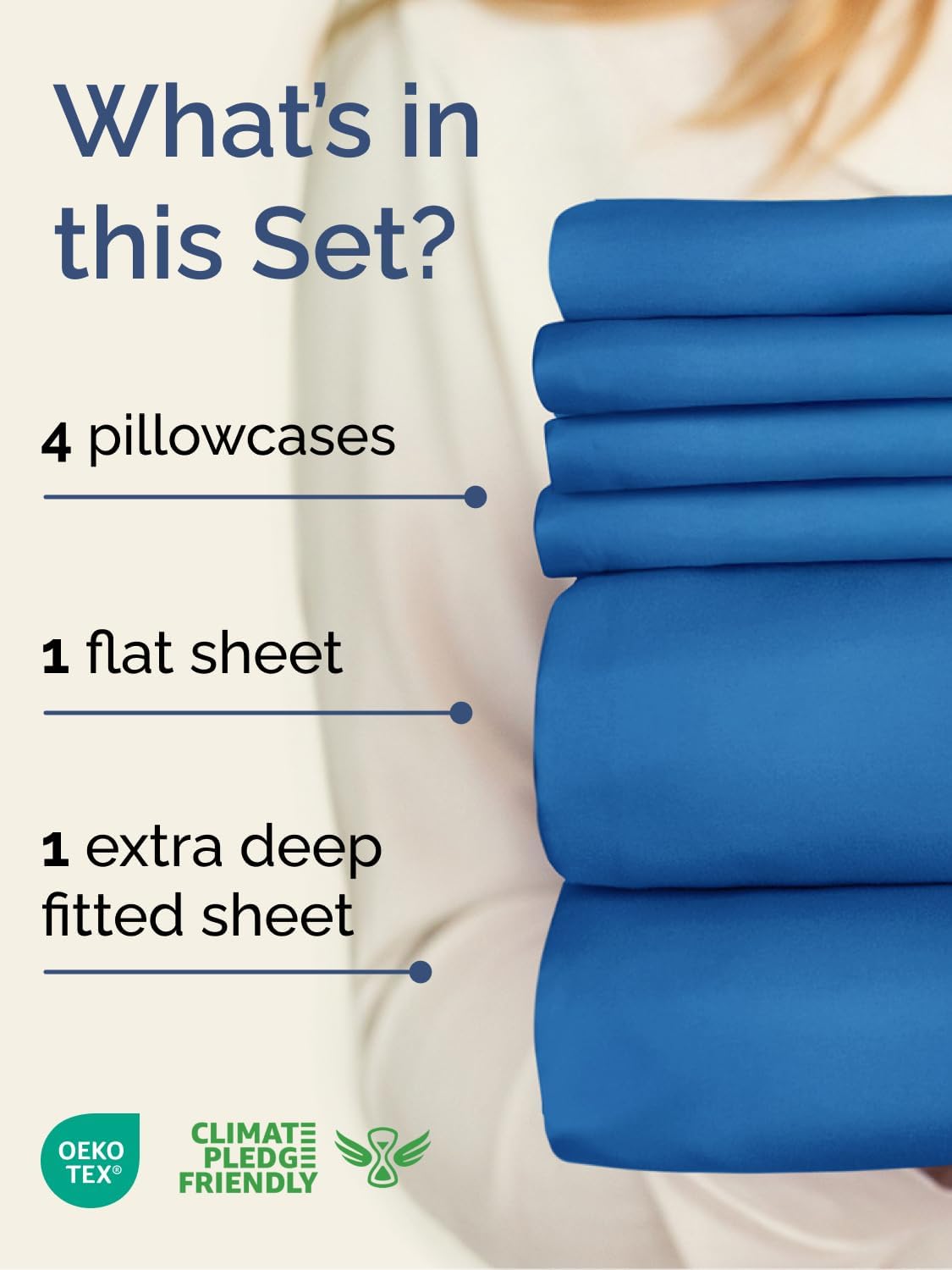 Skiennix Extra Deep Queen Sheet Set - 6 Piece Cooling & Breathable Bedding - Soft, Wrinkle-Free Royal Blue