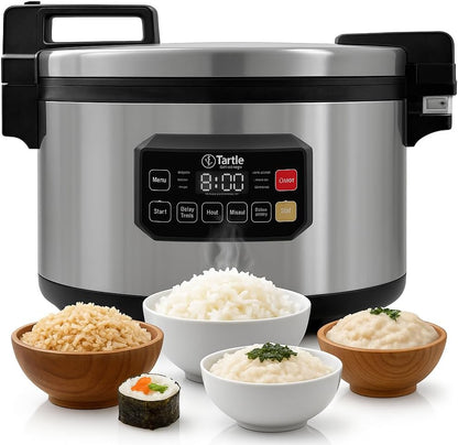 Skiennix Commercial Rice Cooker - 64 Cup Capacity for Perfect Brown & Sushi Rice - Non-Stick Pot & Hinged Lid