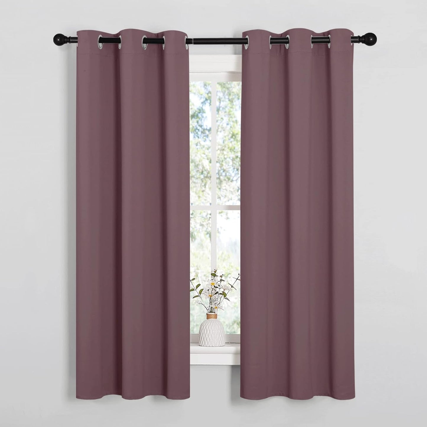 NICETOWN Blackout Curtain Panels - Thermal Insulated Draperies, 34x63 Inches, Dry Rose - 1 Pair
