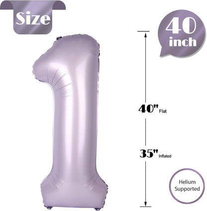 Regine Switzerland 40-Inch Lilac Number 1 Balloon - First Birthday Decorations for Girls