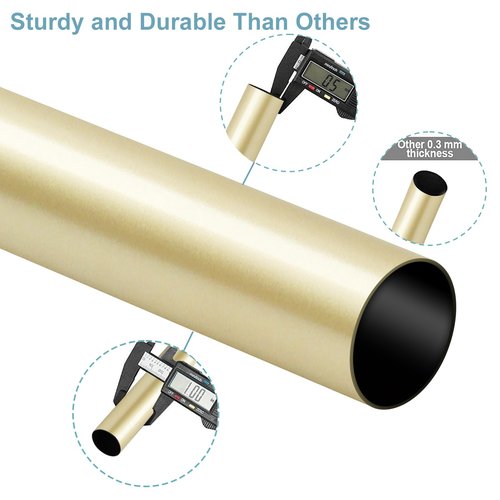 Byondeth Curtain Rods for Windows 16 to 28 Inches Adjustable Length 1 Inch Diameter Window Curtain Rod with Aluminium Finials, Warm Gold