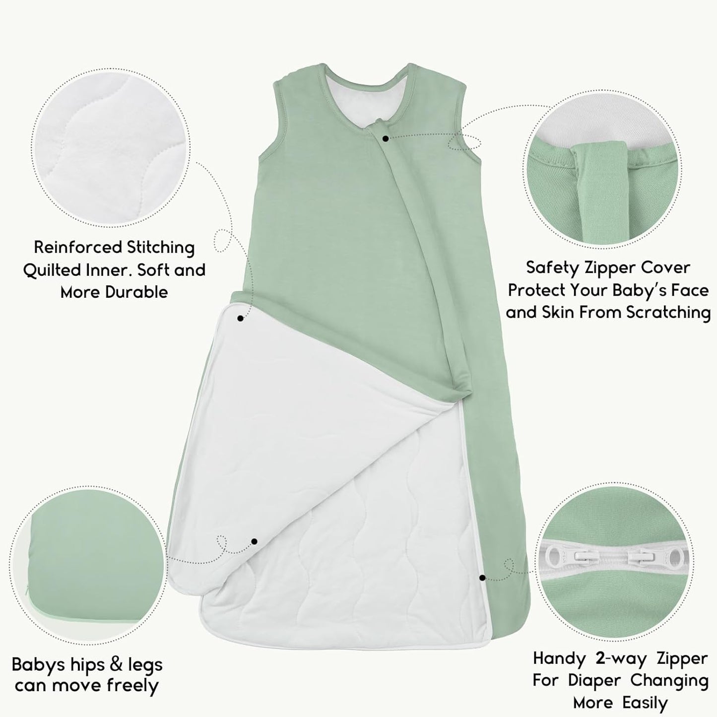 Yoofoss Baby Sleep Sack - Super Soft Rayon Made from Bamboo | 1.0 Tog, 6-12 Months, 2-Way Zipper