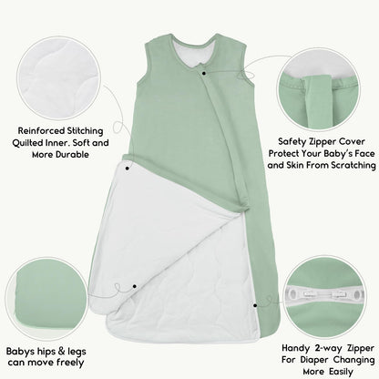 Yoofoss Rayon Made from Bamboo Baby Sleep Sack 6-12 Months 1.0 Tog Baby Wearable Blanket, Super Soft Infant Toddler Sleeping Sack 2-Way Zipper