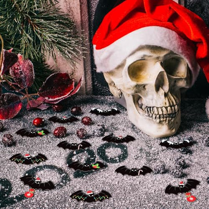 Bat Christmas Ornaments Set - Gothic Holiday Tree Decorations, 12 Pieces
