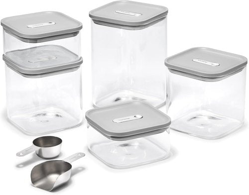 Caraway 13-Piece Glass Food Storage Containers - Non-Toxic, BPA-Free, Stackable & Airtight - Gray
