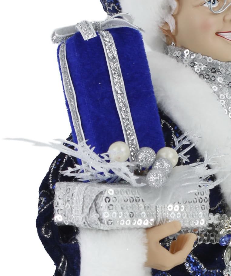 Windy Hill 16-Inch Mrs. Claus Blue Holiday Figurine - Blue Sequin Dress