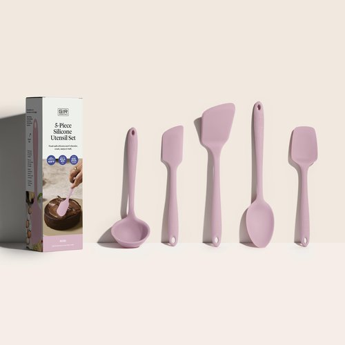 GIR: Get It Right - 5 Piece Essentials All Purpose Set - Ladle, Spatula, Flip, Spoon & Spoonula, Non-stick, Heat Resistant, Dishwasher Safe, Kitchen Utensils, Baking Supplies - Rose