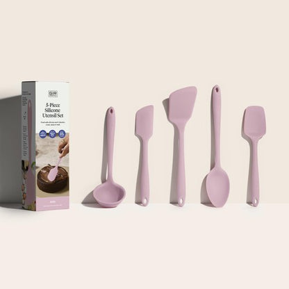 GIR: Get It Right - 5 Piece Essentials All Purpose Set - Ladle, Spatula, Flip, Spoon & Spoonula, Non-stick, Heat Resistant, Dishwasher Safe, Kitchen Utensils, Baking Supplies - Rose