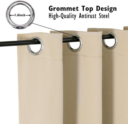 ChrisDowa Blackout Curtains - Extra Wide Thermal Insulated Grommet Panels | Biscotti Beige, 70 x 84 Inch