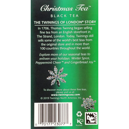 Twinings Christmas Tea - Black Tea Blended with Spicy and Aromatic Clove and Cinnamon, Tea Bags Individually Wrapped, 20 Count Ea (Pack of 2)