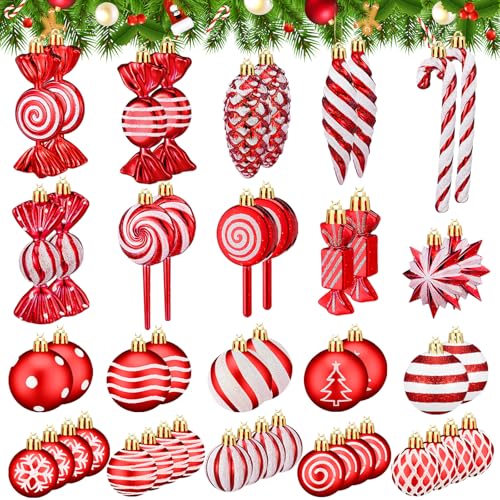 Knitgrip 50 Pcs Christmas Candy Cane Ornaments - Red & White