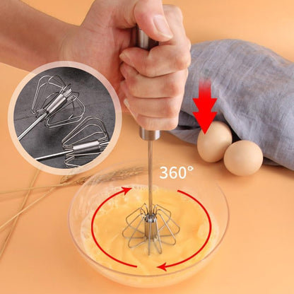 Skiennix Stainless Steel Semi-Automatic Whisk - 10-Inch Manual Mixer for Blending & Beating