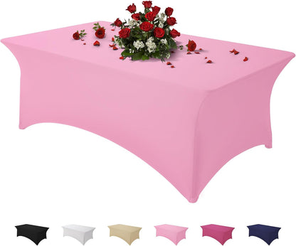Skiennix Pink 4FT Spandex Tablecloth - Fitted, Washable, Wrinkle-Free Cover for Weddings & Events