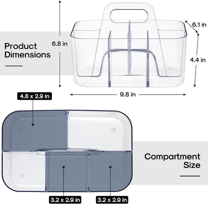 Multiuse Caddy Organizer by [Brand Name] - Portable Divided Tote Bin for Art, Makeup & More - Clear