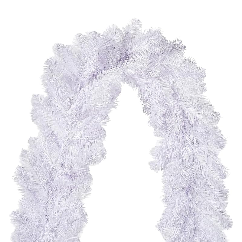 9' White Crystal Spruce Artificial Christmas Garland - Unlit, Durable Faux Garland, 210 PVC Tips - Variation: White+9' x 12"