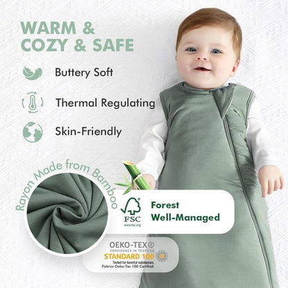 HAPIU Baby Sleep Sack - Unisex Bamboo Rayon, 2-Way Premium Zipper, TOG 1.0 Wearable Blanket