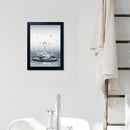 Skiennix Bathroom Decor Wall Art - Modern Heart Water Drop Canvas Print | Black Framed Design