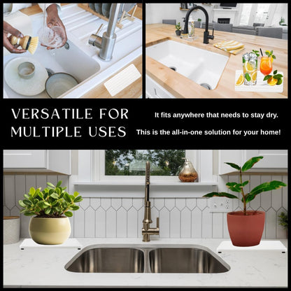 Skiennix Fast-Dry Diatomite Sink Tray Set - Ultra-Absorbent Soap Holder & Coaster | 8.3x4 Inches (White)
