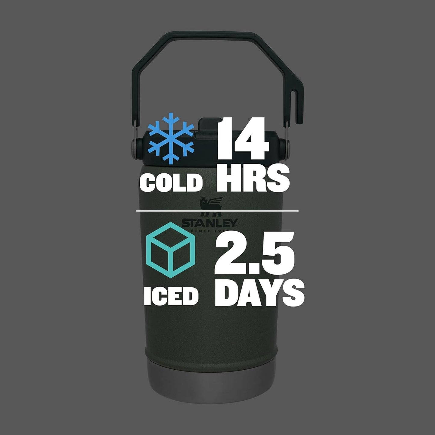 Stanley IceFlow Stainless Steel Water Jug - Vacuum Insulated Tumbler with Straw, 40 OZ | Hammertone Green
