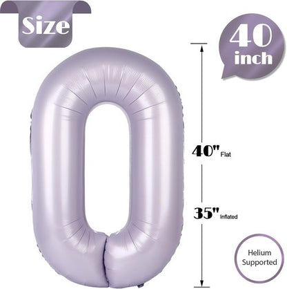 Lilac Number Balloon - 40 Inch 0 Number Balloons | Lavender Birthday Decorations for Women