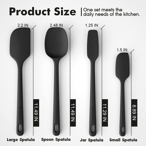 ChefAide Silicone Spatula Set - 4 Pieces, Heat Resistant Up to 600°F, Ergonomic Grip for Nonstick Cookware