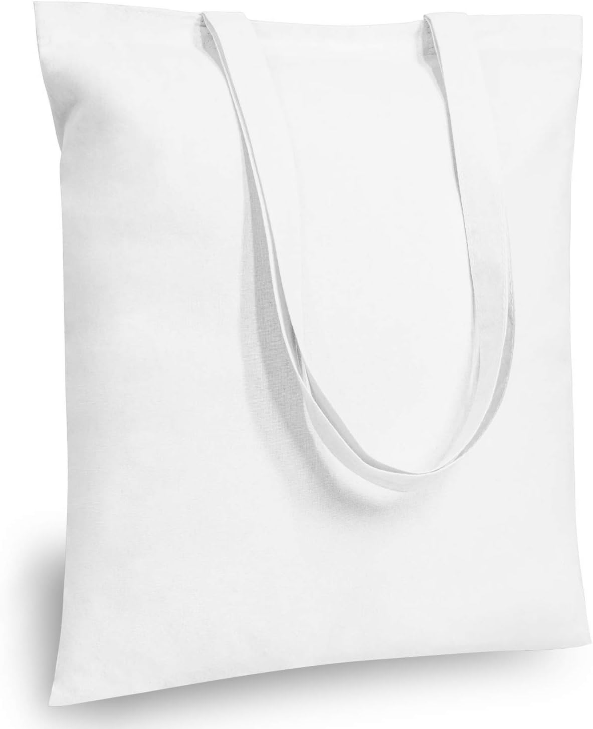 TOPDesign 16"x15" White Cotton Tote Bags - 5-Pack Lightweight Reusable Grocery Bags for DIY & Promotions