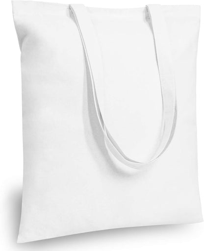 TOPDesign 16"x15" White Cotton Tote Bags - 5-Pack Lightweight Reusable Grocery Bags for DIY & Promotions