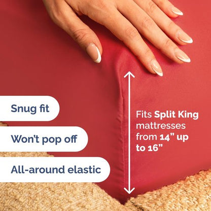 Flex Top Split Head King 4 Piece Sheet Set - Comfy Breathable & Cooling Bed Sheets Set - Hotel Luxury Bedding for Women, Men, Kids, Teens, Boys and Girls - Deep Pockets, Ultra-Soft & Oeko-Tex - Red