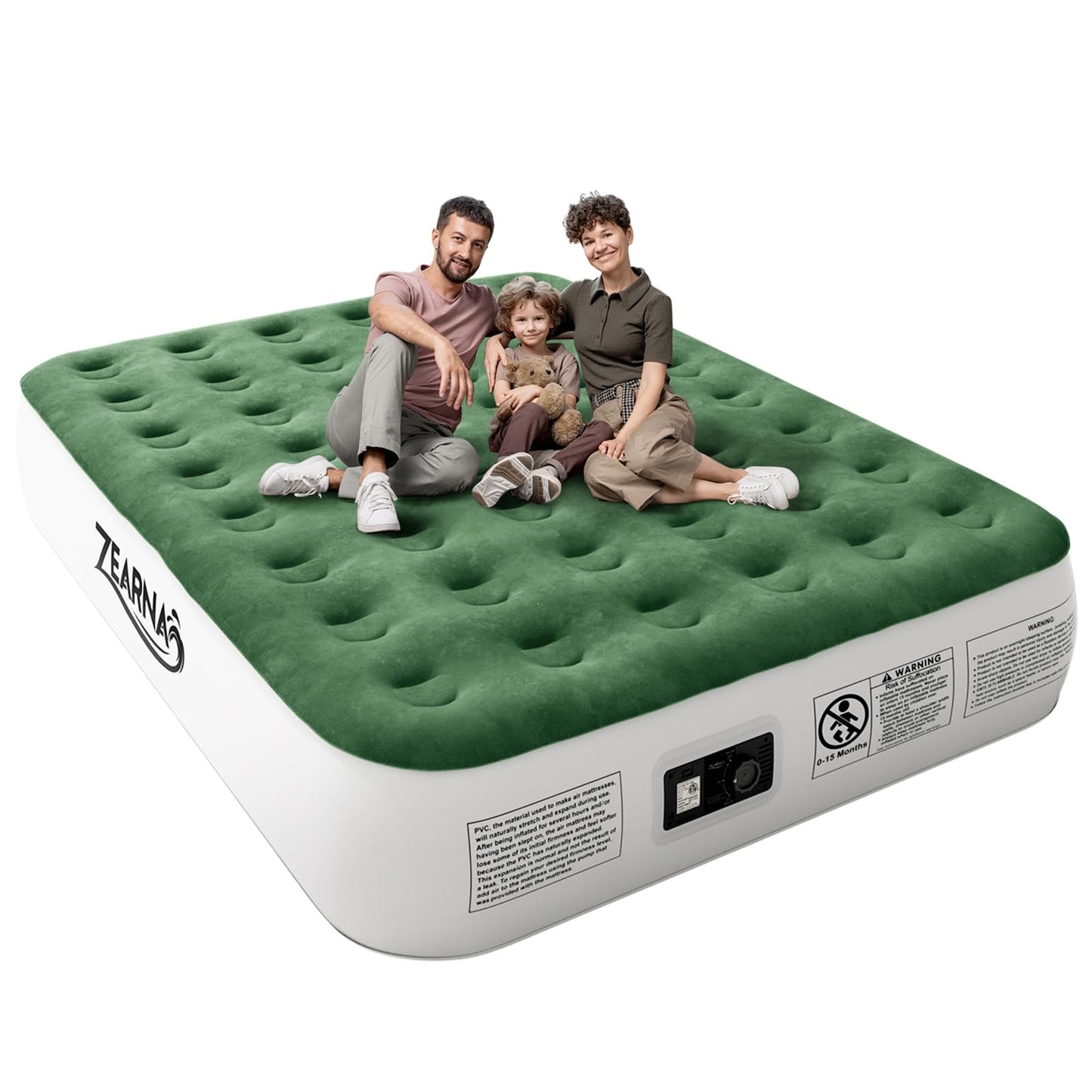 Zearna Air Mattress Queen with Built in Pump - Upgraded Blow Up Bed, 2 Mins Quick Self Inflatable, 13"/650lbs Max, All Night No Lost Air, Strong Support, for Camping,Home,Guests,Portable Travel