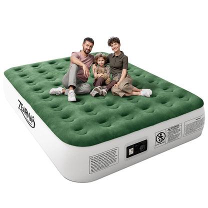 Zearna Air Mattress Queen with Built in Pump - Upgraded Blow Up Bed, 2 Mins Quick Self Inflatable, 13"/650lbs Max, All Night No Lost Air, Strong Support, for Camping,Home,Guests,Portable Travel