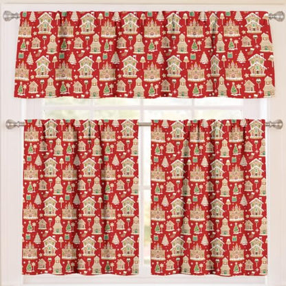 Christmas Kitchen Curtains Sets for Window - Short Curtains with Castles Variation - 3 Pieces
