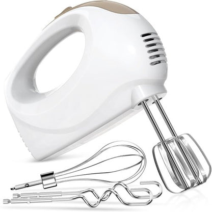 Hand Mixer - Skiennix 5-Speed Electric Kitchen Mixer with 5 Stainless Steel Accessories | Ivory
