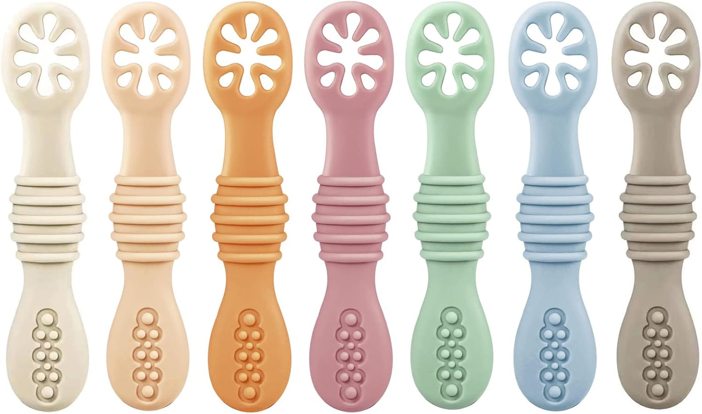 PandaEar Silicone Baby Feeding Spoon Set - 7 Pack for Baby Led Weaning | Ideal for Infants & Toddlers