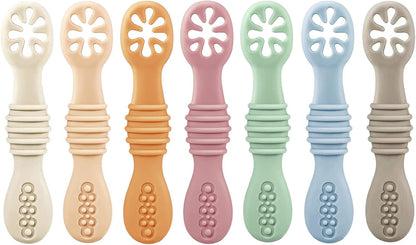 PandaEar Silicone Baby Feeding Spoon Set - 7 Pack for Baby Led Weaning | Ideal for Infants & Toddlers