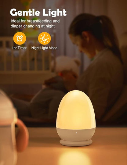 JolyWell Baby Night Light - Portable Touch Lamp with Charging Pad & Timer | White, 2-In-1 Design