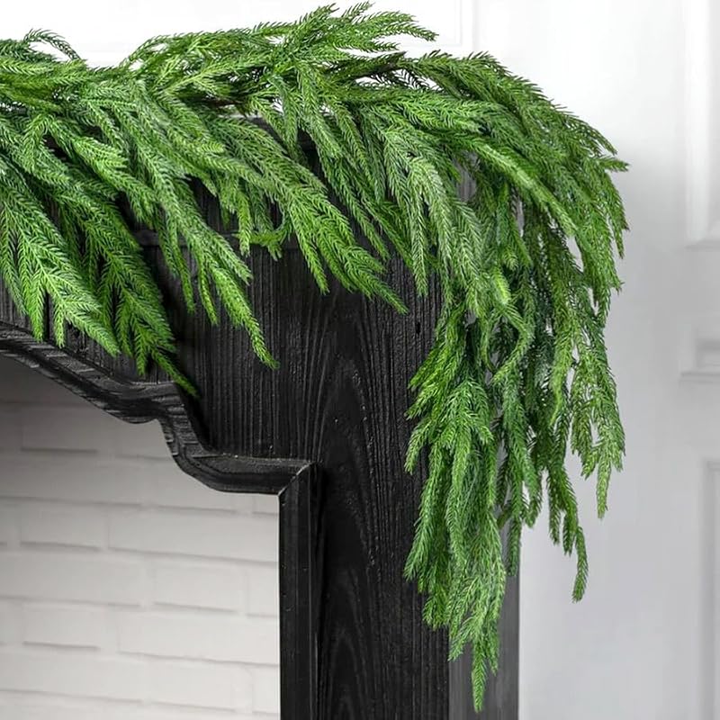 2-Pack 6FT Real Touch Norfolk Pine Garland for Christmas Holiday Decor - Indoor Outdoor