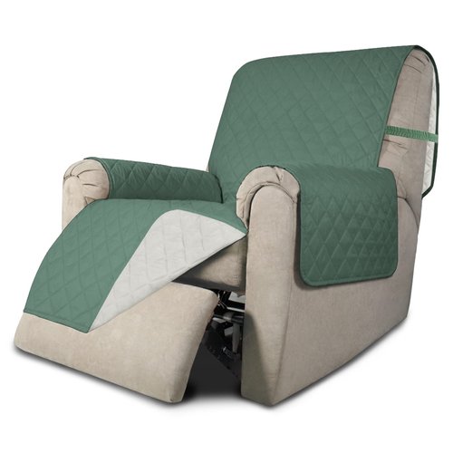 Easy-Going Recliner Chair Slipcover Reversible Sofa Cover Water Resistant Couch Cover Furniture Protector with Elastic Straps for Pets Dog (Recliner 22 inch, Cyan/Ivory)