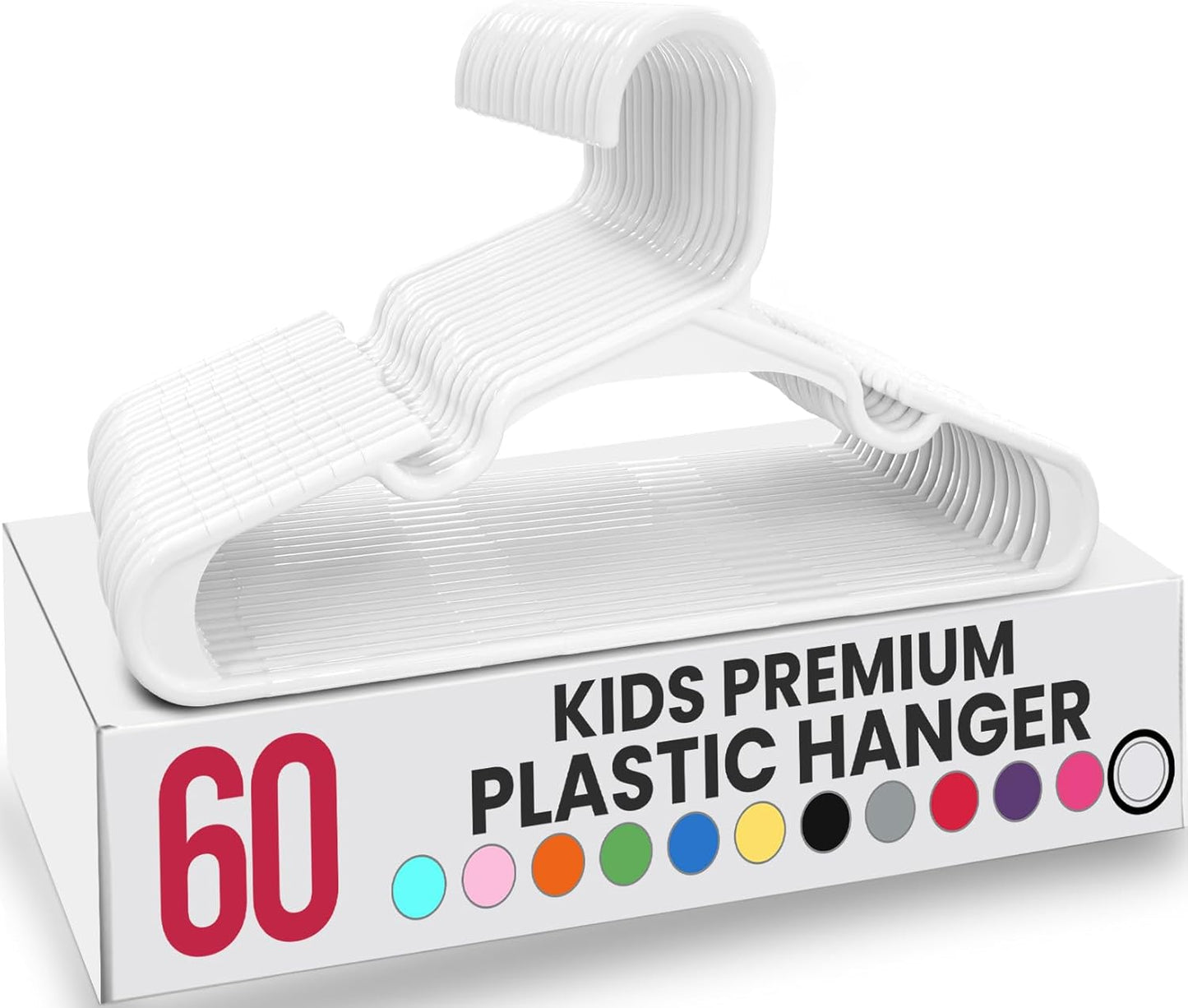 Utopia Home Kids Hangers - 60 Pack 11.5 Inch Plastic Baby Hangers for Closet | White Childrens Hangers