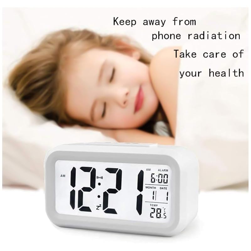 Digital Alarm Clock with Large Display, Snooze & Indoor Temperature