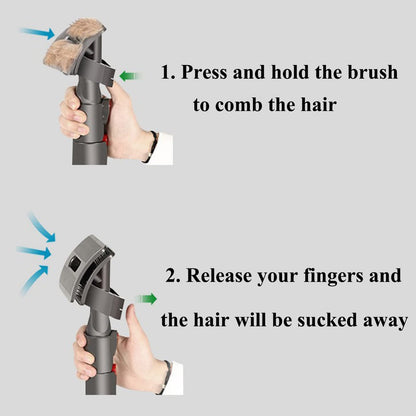 Pet Dog Hair Brush Vacuum Attachment for Dyson - Grooming Kit With Animal Attachments (Gray, C)