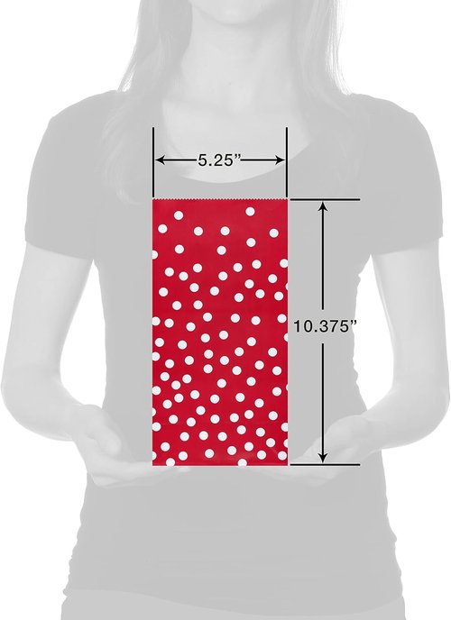 American Greetings Red Goodie Bags - Stripes & Polka Dots | 10.375'' | Pack of 16