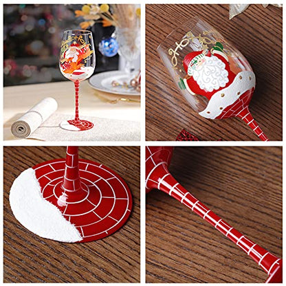 Hand Painted Santa Reindeer Wine Glass - Christmas Gift 15 oz - Variation: Santa Claus & Elk