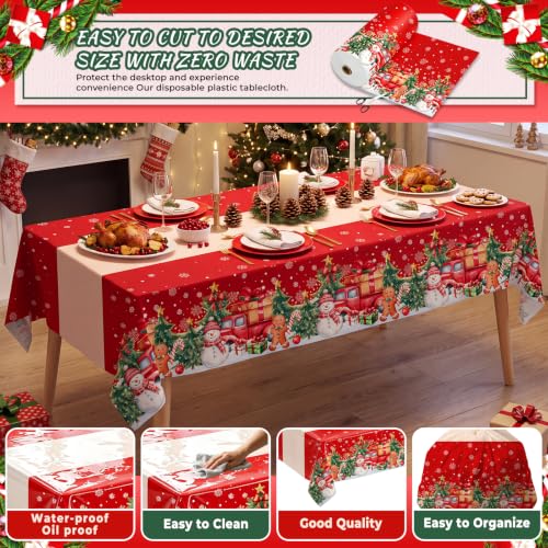 Snowflake Christmas Tablecloth Roll 54 Inch x 300 Feet Disposable Plastic