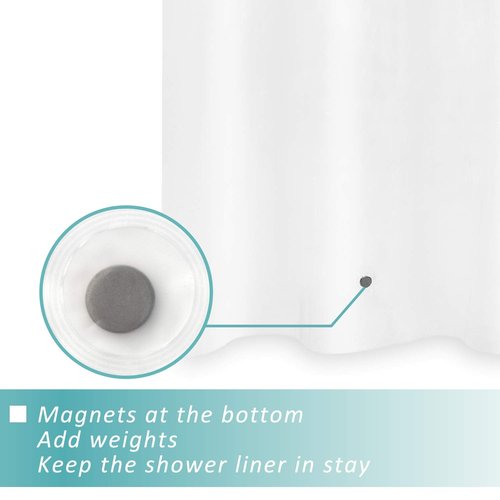 Mrs Awesome Short Shower Curtain Liner with 6 Magnets 72 x 66 inch Frosted Thick PEVA Waterproof Plastic Shower Curtain 72x66, Frost