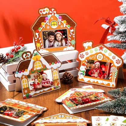 Gingerbread House Christmas Photo Cards Set - White, 200 Pieces