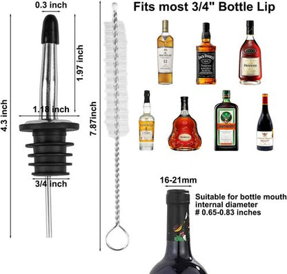 36 Pack Liquor Bottle Pourers, Liquor Pour Spout for Liquor Bottles, Stainless Steel Olive oil Dispenser Spout, Alcohol Pourer Spouts Dust Caps Covers Wine Oil Beer Drink Water Bar Supplies