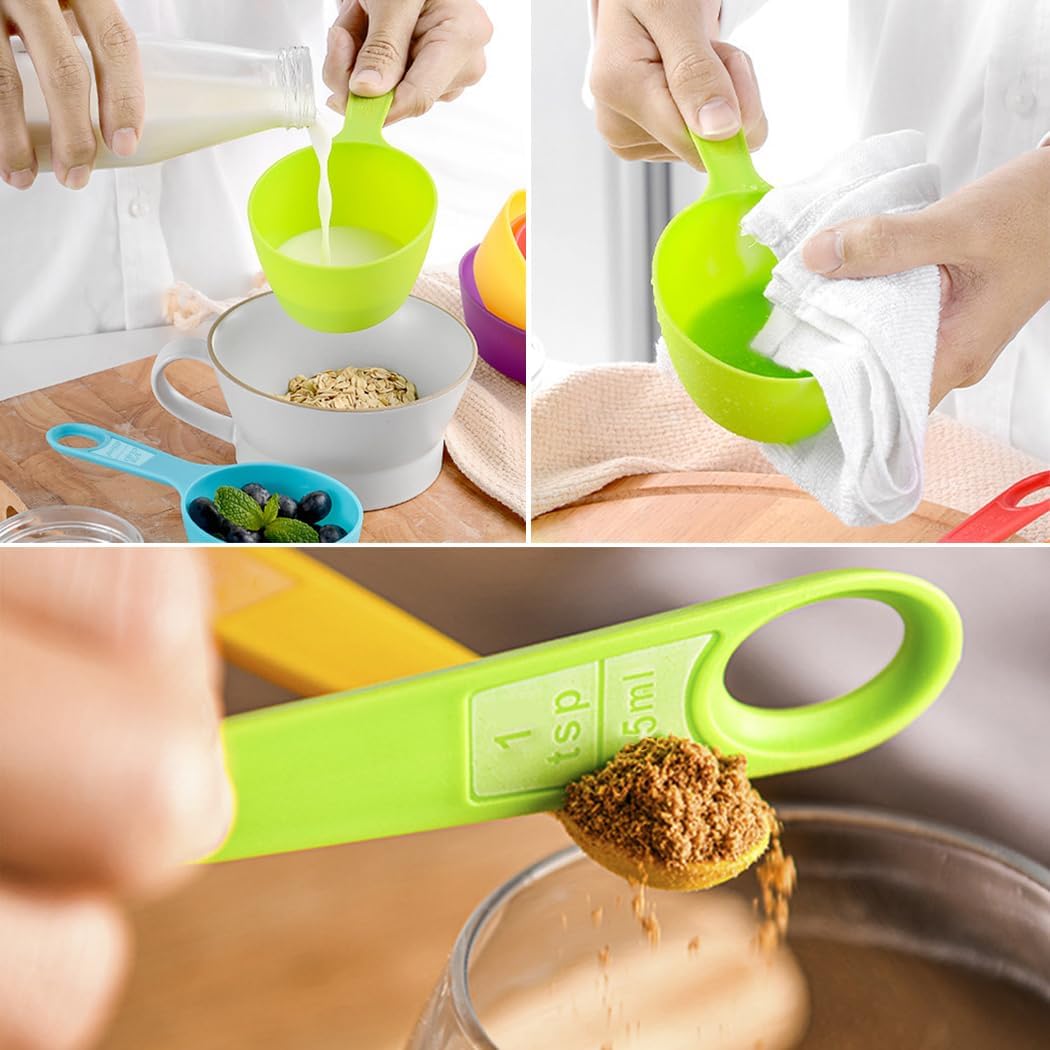 Skiennix 12-Piece Measuring Cups and Spoons Set - Durable, Dishwasher Safe Kitchen Tools in Vibrant Colors